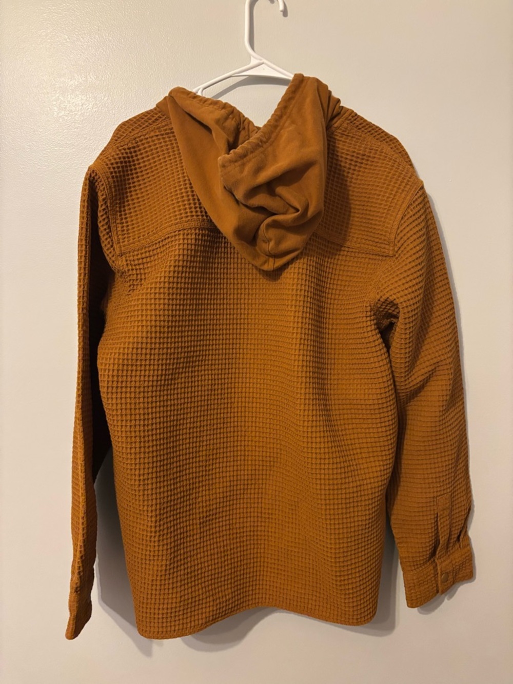 Original Use Waffle-Knit Hooded Shirt — Rust - Picture 4 of 4